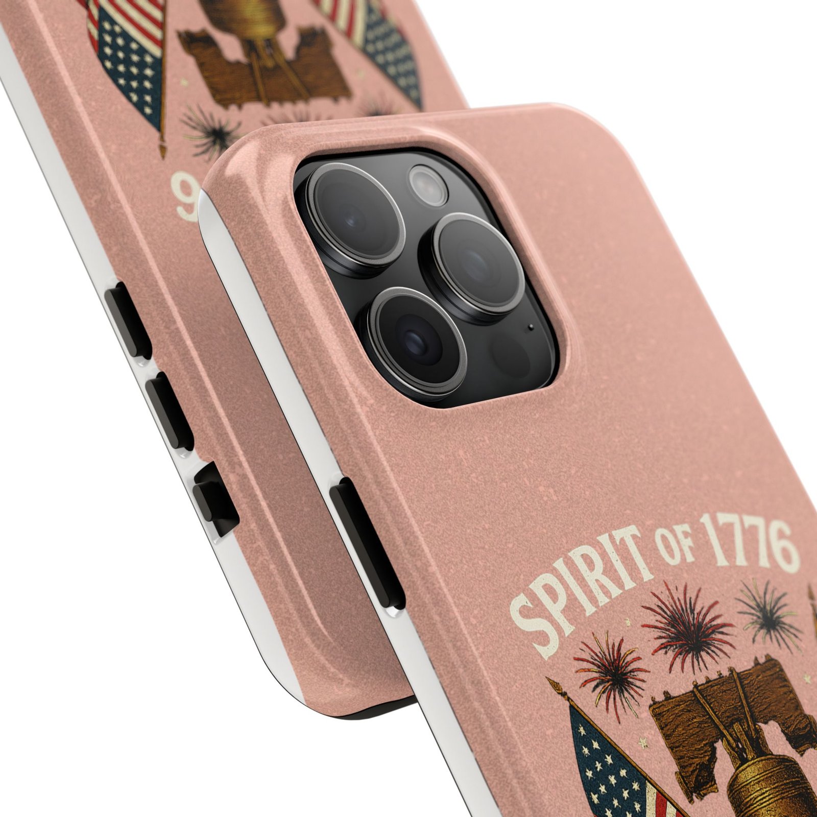 Peach Glitter iPhone 14-15-16-17 Spirit of 1776 Tough Phone Case | Liberty Bell, American Flags, 1776-2026 - Image 22