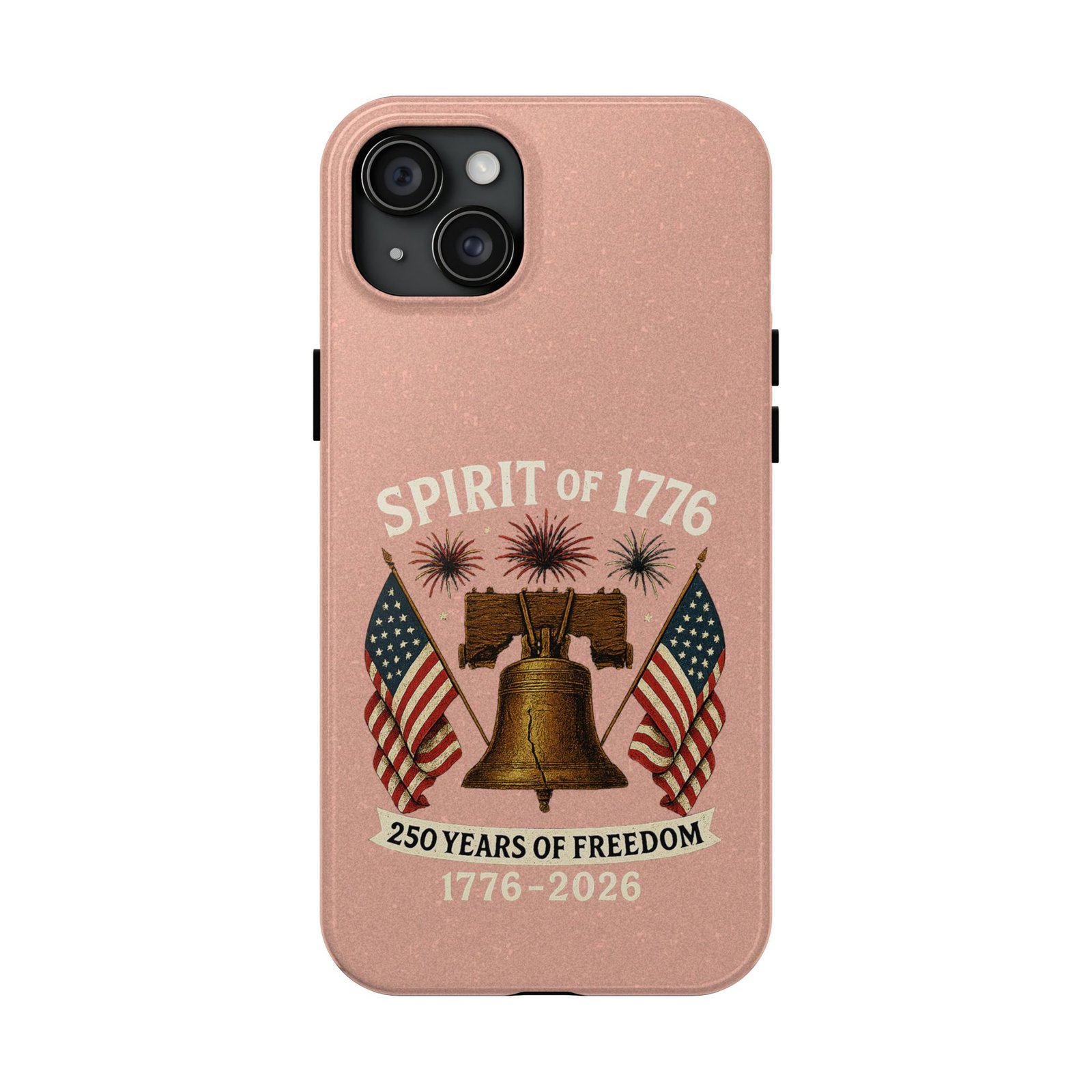 Peach Glitter iPhone 14-15-16-17 Spirit of 1776 Tough Phone Case | Liberty Bell, American Flags, 1776-2026 - Image 17