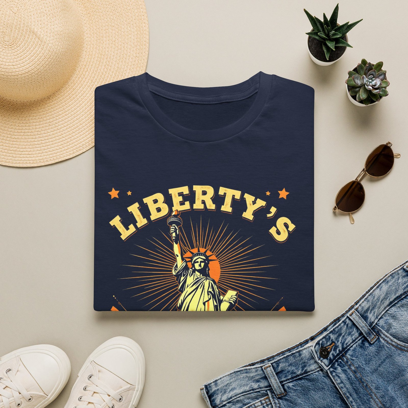 Liberty's Golden Age Statue of Liberty T-Shirt | 250 Anniversary Retro - Image 16