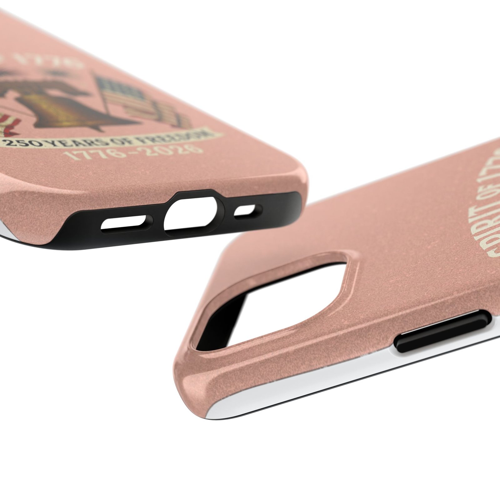 Peach Glitter iPhone 14-15-16-17 Spirit of 1776 Tough Phone Case | Liberty Bell, American Flags, 1776-2026 - Image 11