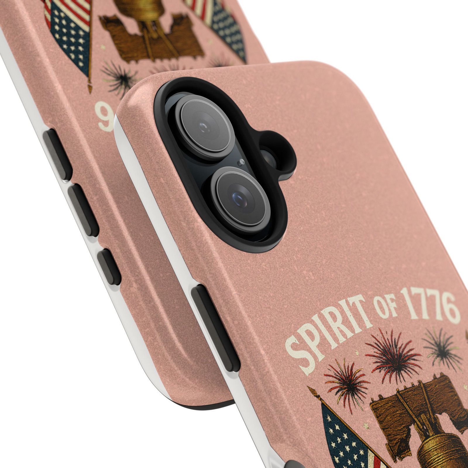 Peach Glitter iPhone 14-15-16-17 Spirit of 1776 Tough Phone Case | Liberty Bell, American Flags, 1776-2026 - Image 32