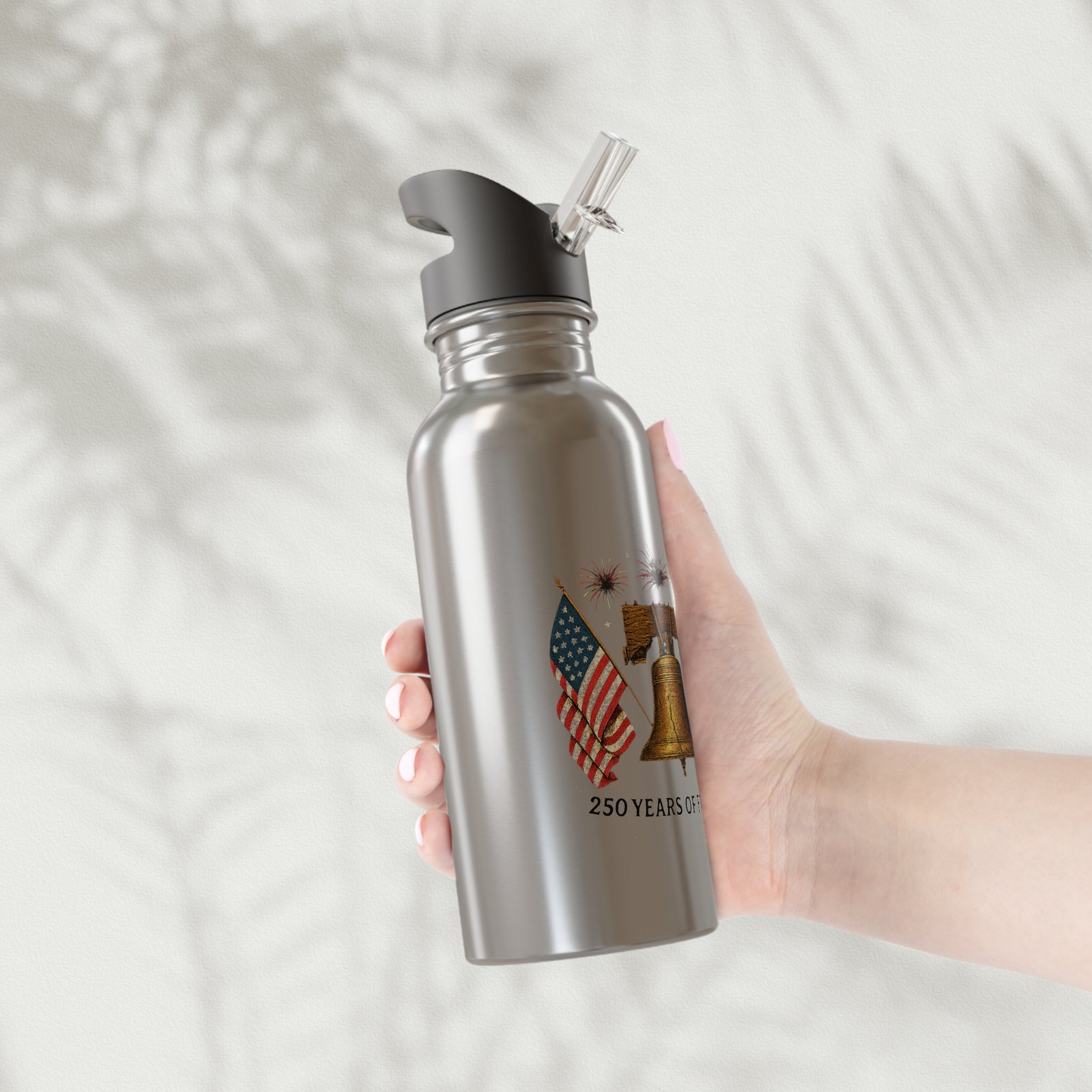 Liberty Bell with American Flags Water Bottle | Stainless Steel 20oz - Image 8