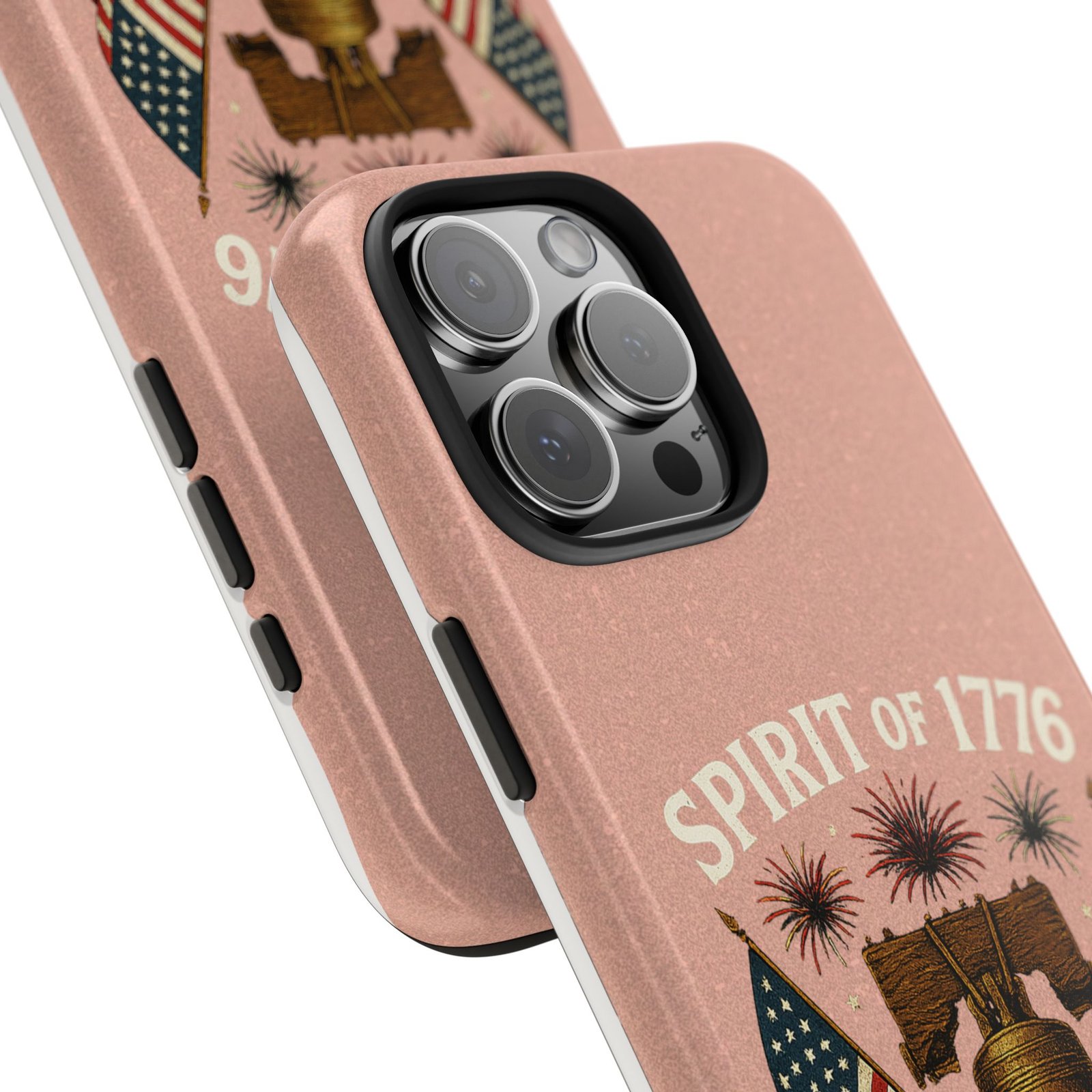 Peach Glitter iPhone 14-15-16-17 Spirit of 1776 Tough Phone Case | Liberty Bell, American Flags, 1776-2026 - Image 29