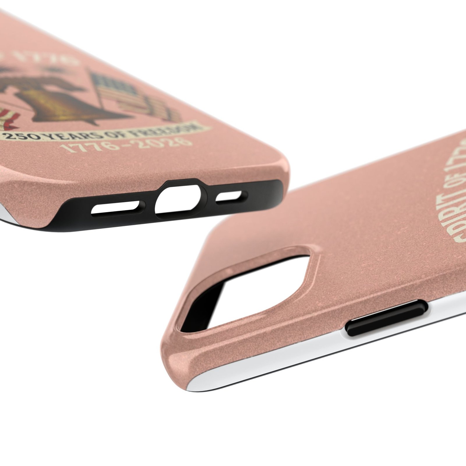 Peach Glitter iPhone 14-15-16-17 Spirit of 1776 Tough Phone Case | Liberty Bell, American Flags, 1776-2026 - Image 19
