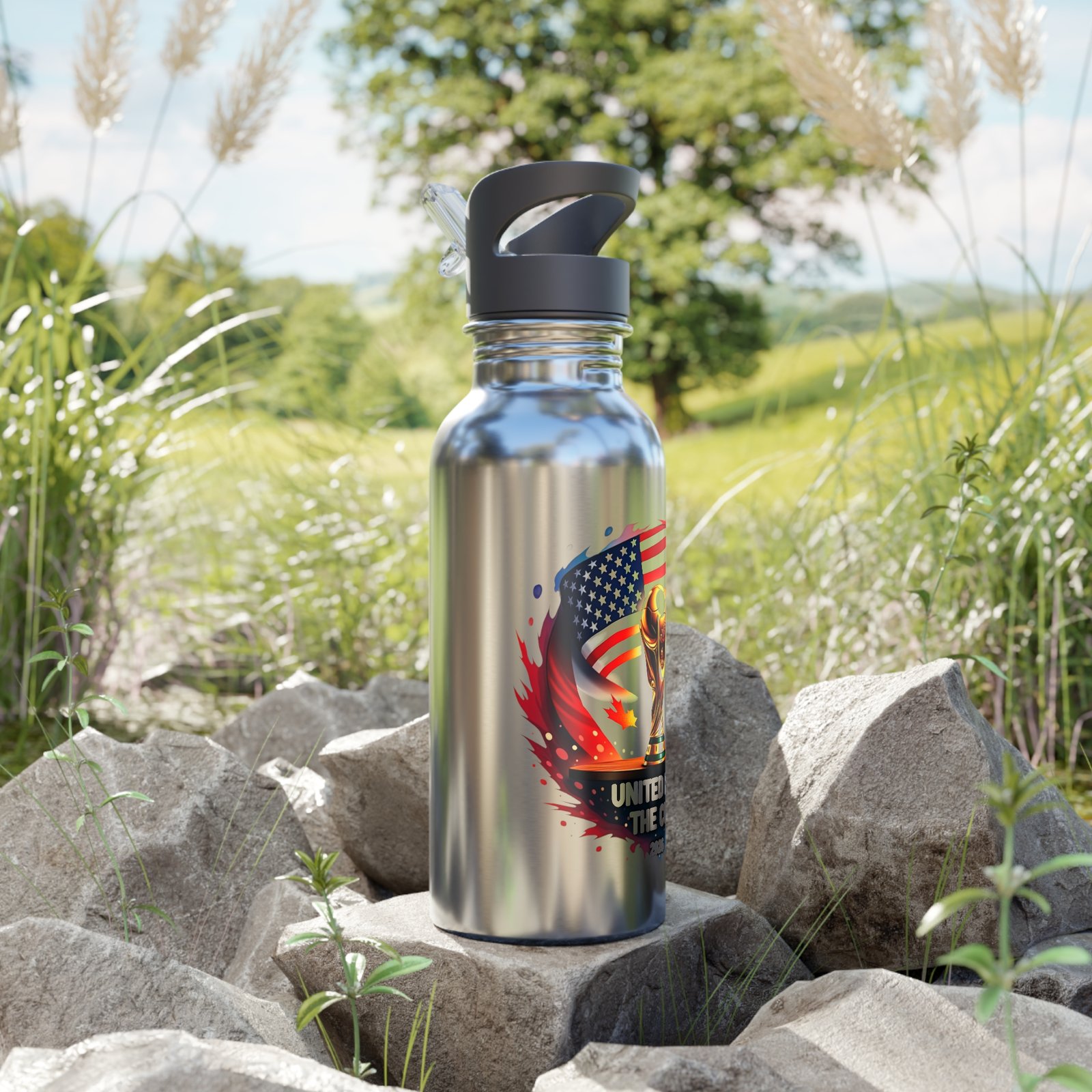 World Cup Trophy with USA Flag water bottle | Stainless Steel 20oz