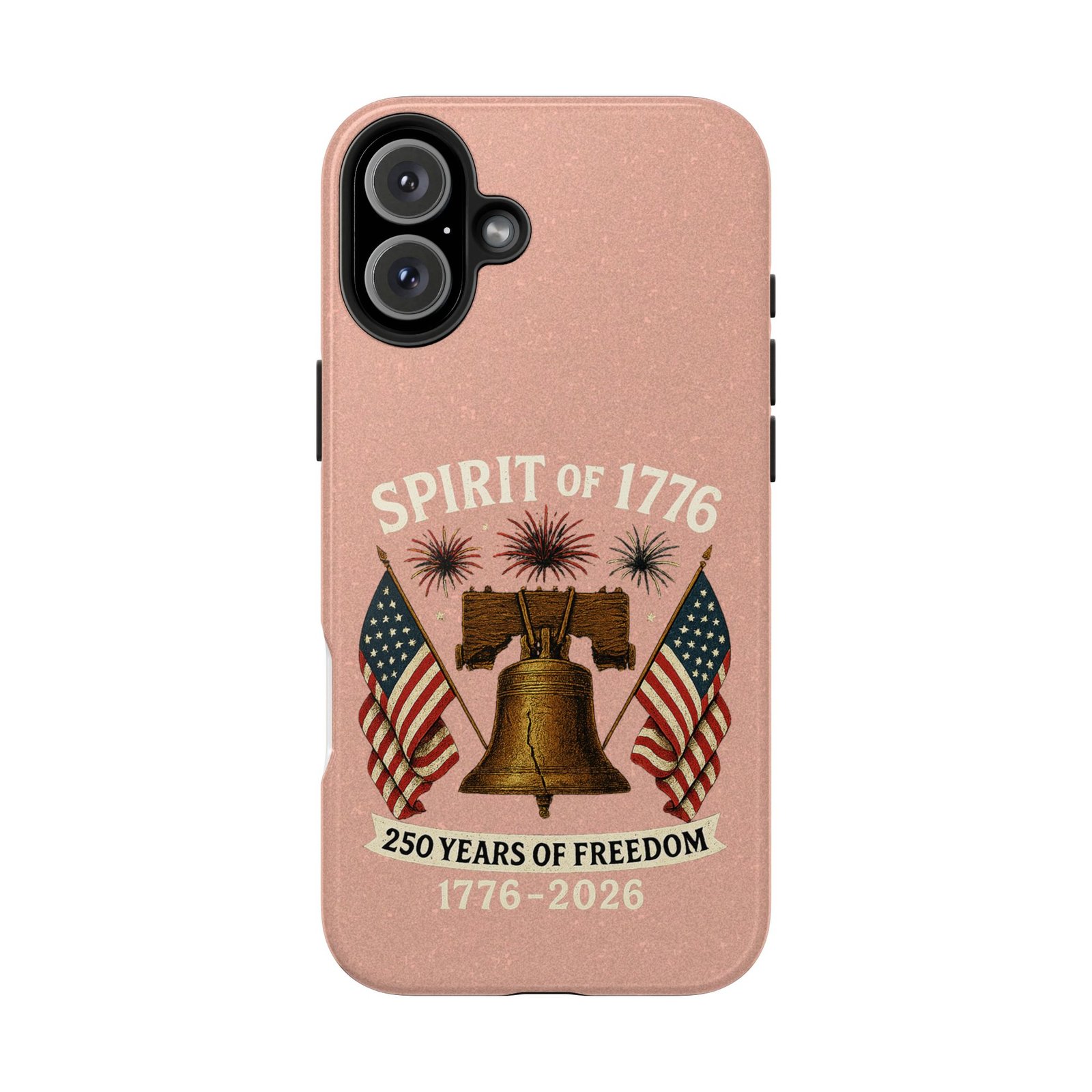 Peach Glitter iPhone 14-15-16-17 Spirit of 1776 Tough Phone Case | Liberty Bell, American Flags, 1776-2026 - Image 34