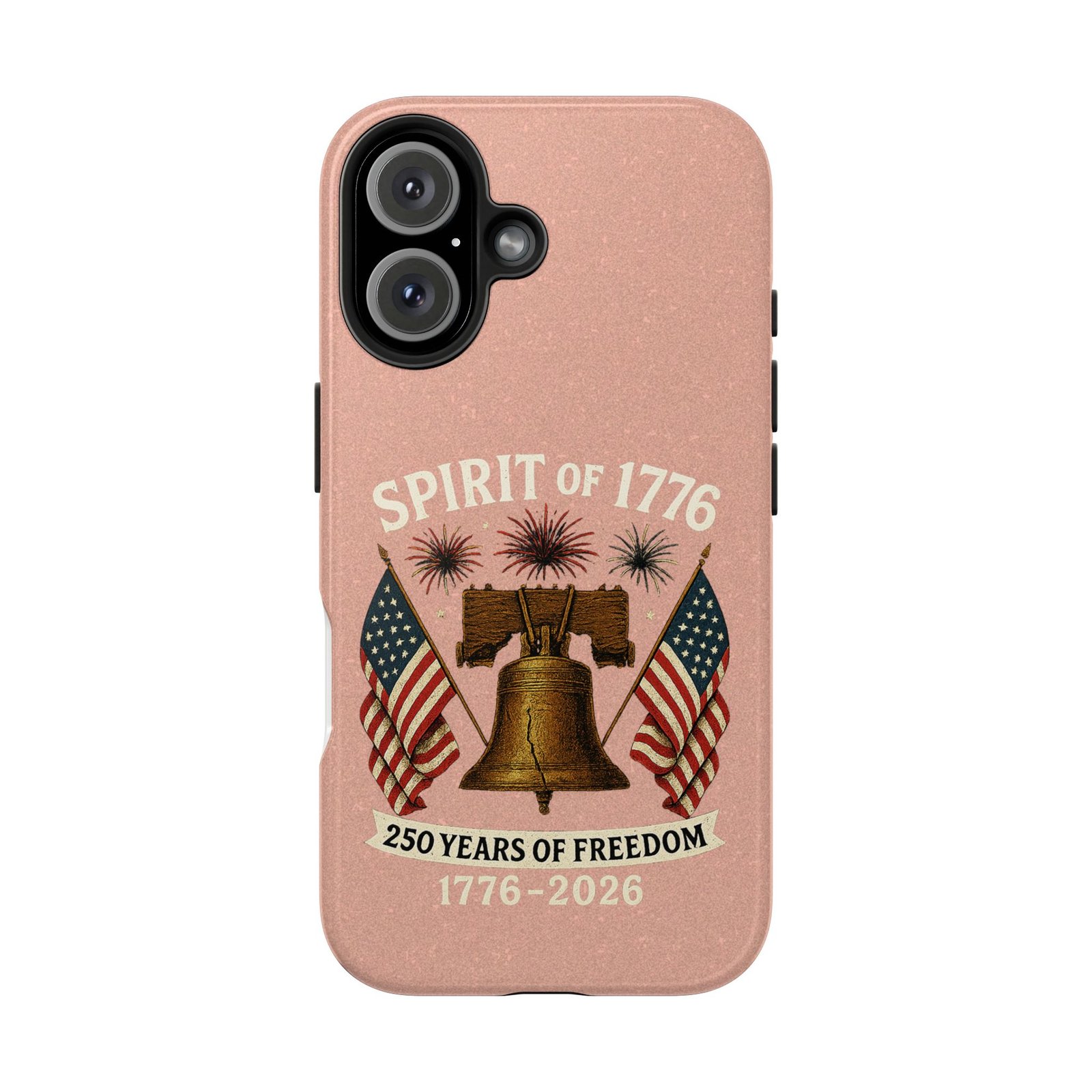 Peach Glitter iPhone 14-15-16-17 Spirit of 1776 Tough Phone Case | Liberty Bell, American Flags, 1776-2026 - Image 31