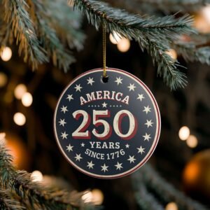 America 250 Years Since 1776 Ceramic Ornament | Patriotic Round Decoration