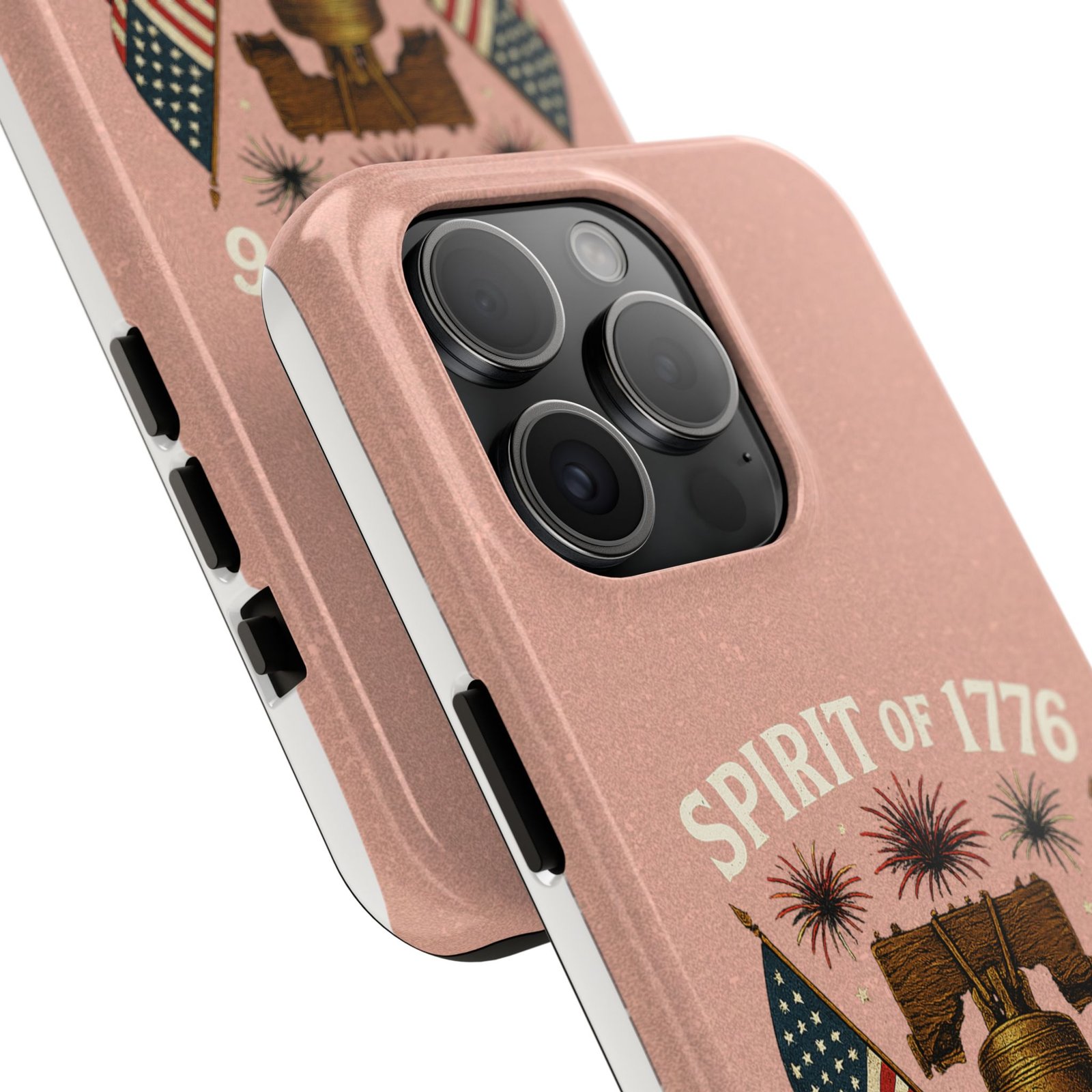 Peach Glitter iPhone 14-15-16-17 Spirit of 1776 Tough Phone Case | Liberty Bell, American Flags, 1776-2026 - Image 14