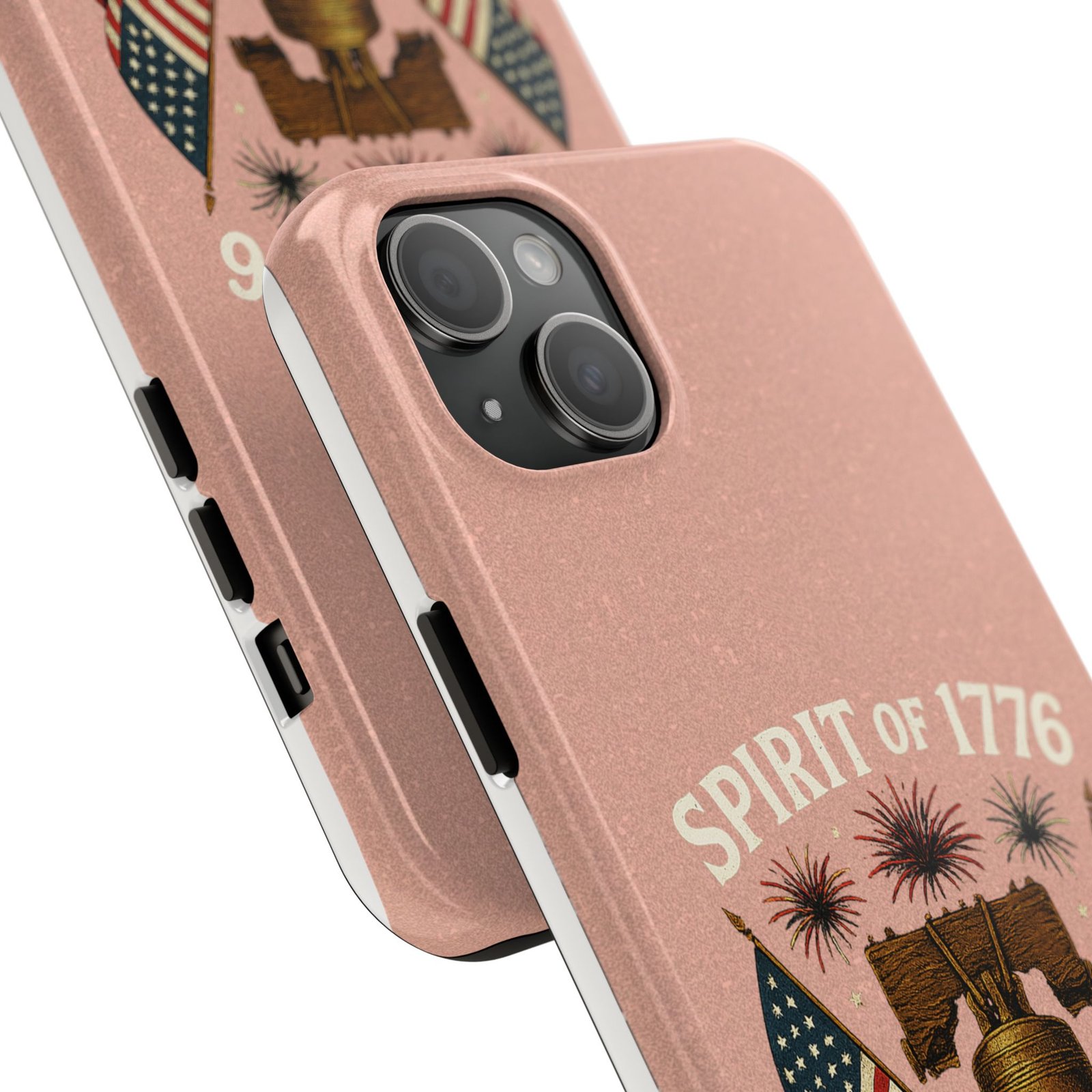 Peach Glitter iPhone 14-15-16-17 Spirit of 1776 Tough Phone Case | Liberty Bell, American Flags, 1776-2026 - Image 18
