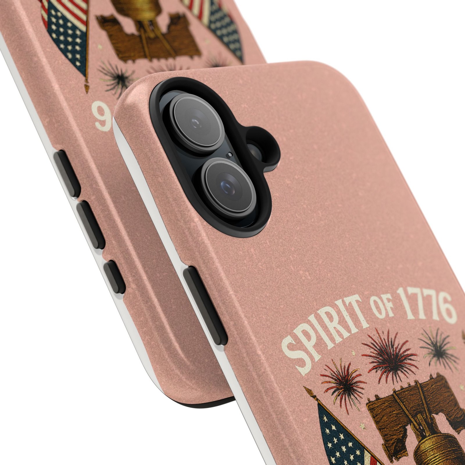 Peach Glitter iPhone 14-15-16-17 Spirit of 1776 Tough Phone Case | Liberty Bell, American Flags, 1776-2026 - Image 35