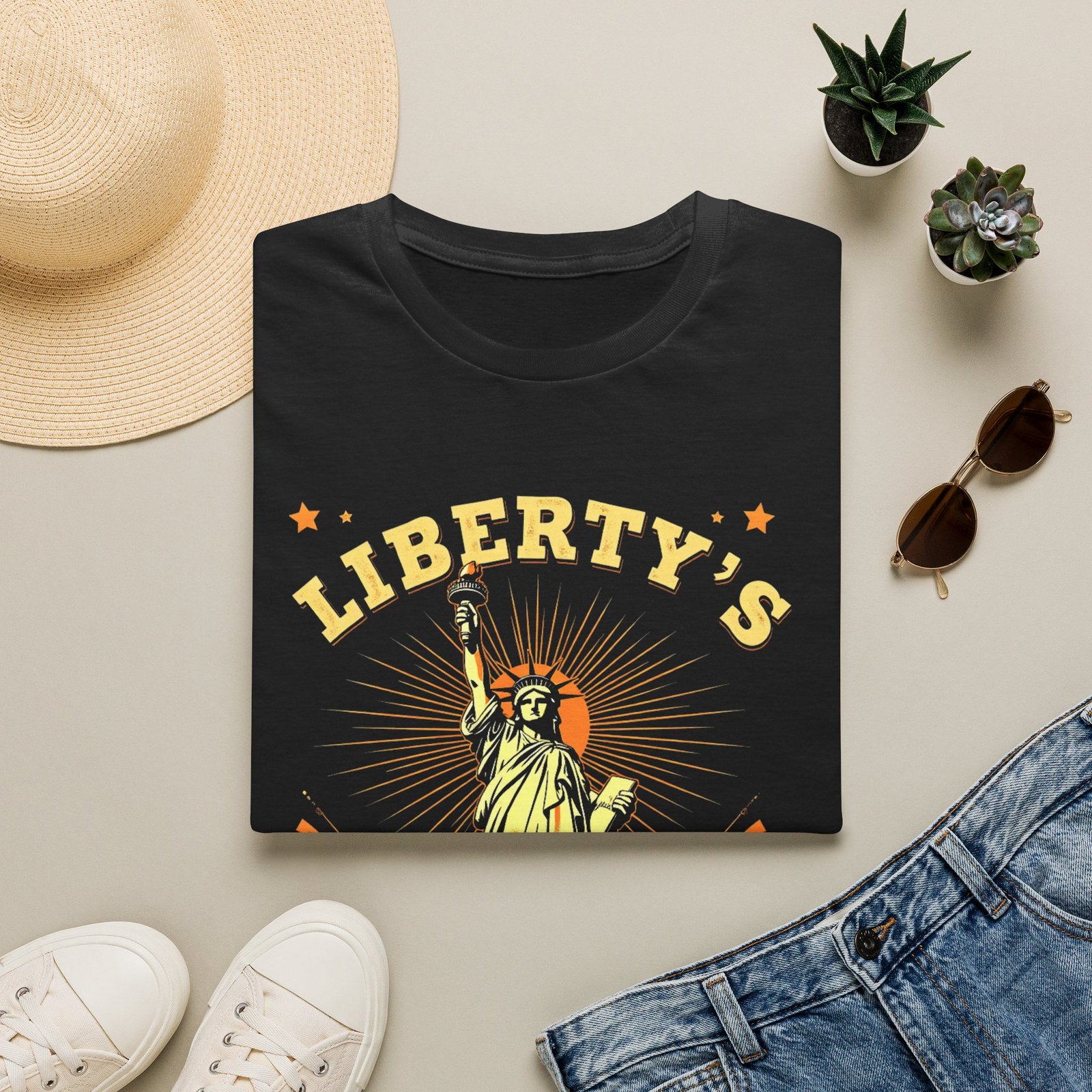 Liberty's Golden Age Statue of Liberty T-Shirt | 250 Anniversary Retro - Image 5