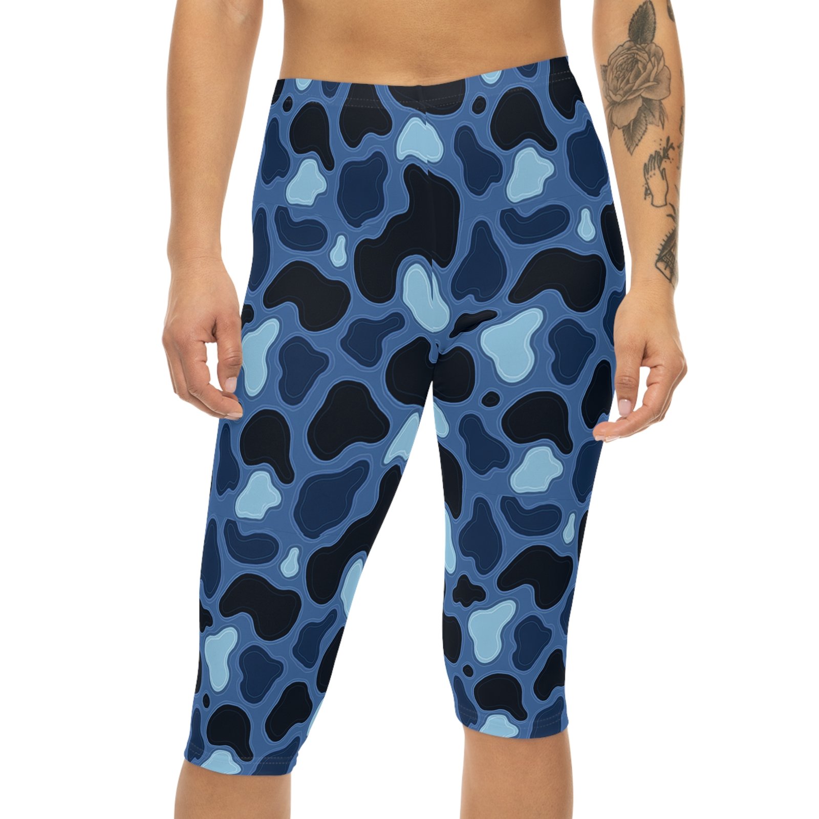 Patina Blue Camo Capri Leggings - Image 4