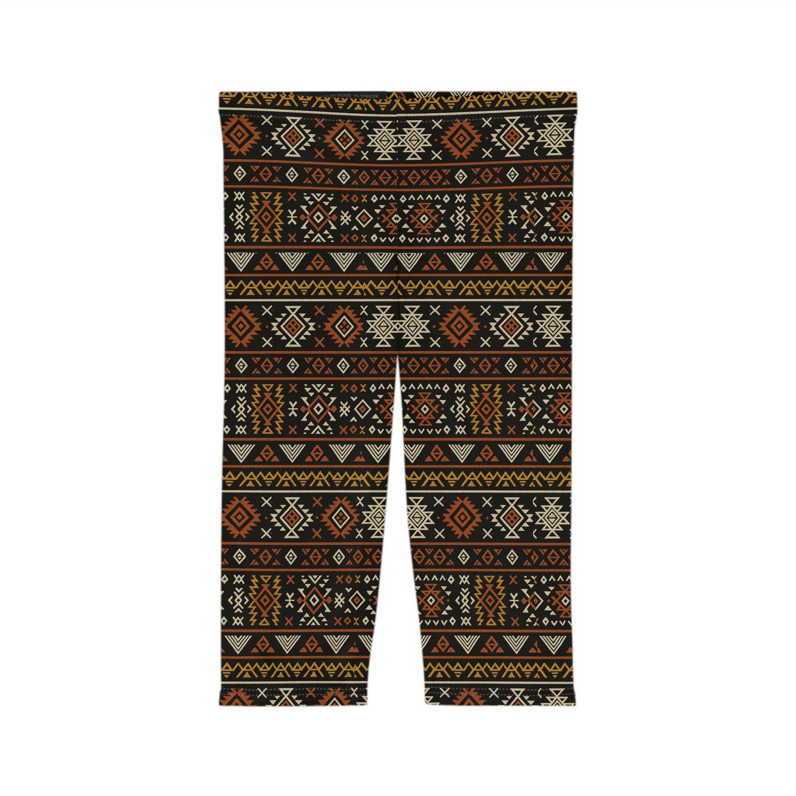 Southwestern Aztec Pattern Capri Leggings | Tribal Geometric Print - Image 2