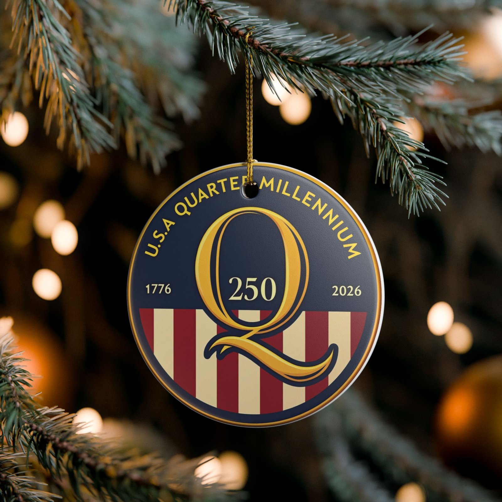 USA Quarter Millennium Q 250 Ceramic Ornament | 1776-2026 Commemorative