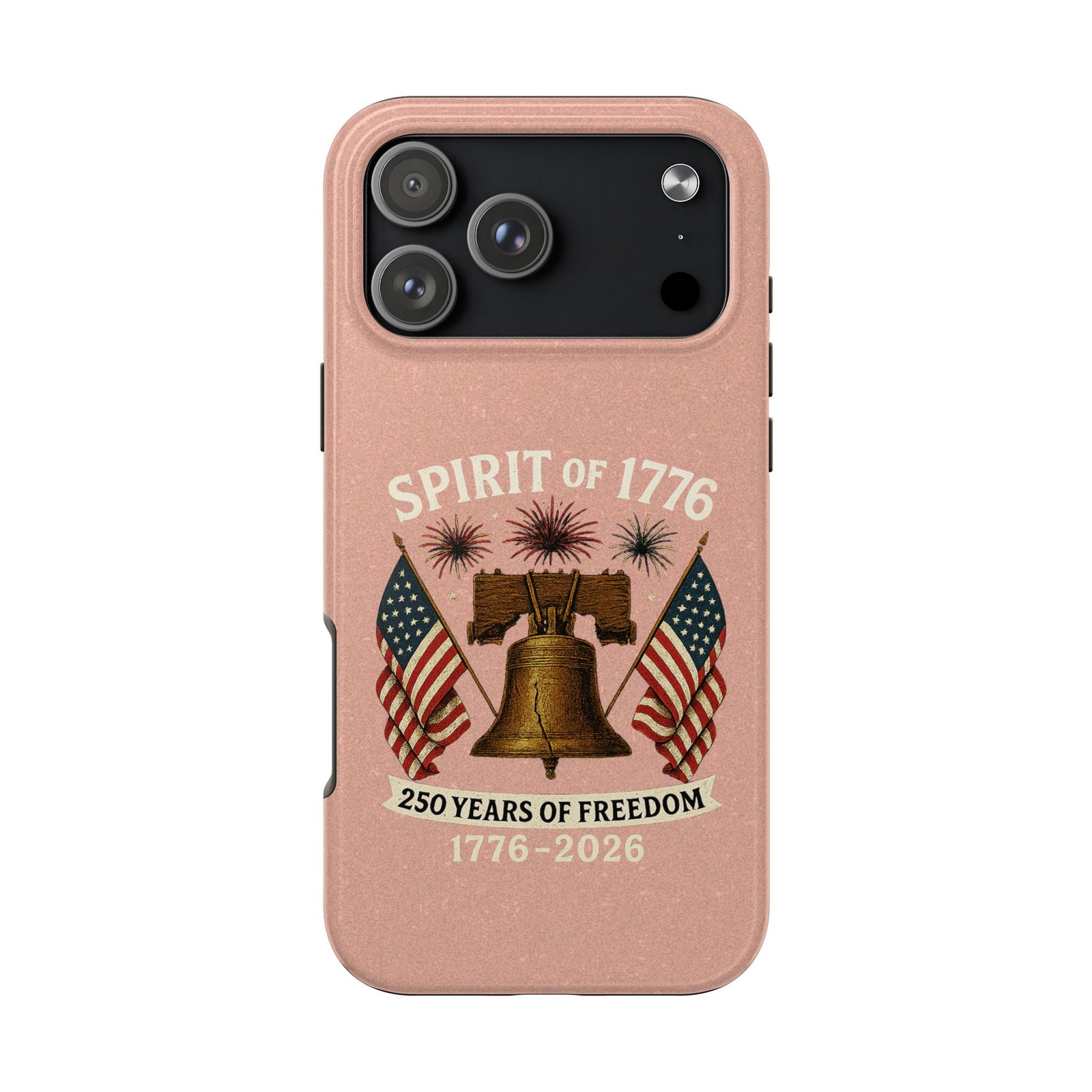 Peach Glitter iPhone 14-15-16-17 Spirit of 1776 Tough Phone Case | Liberty Bell, American Flags, 1776-2026 - Image 39