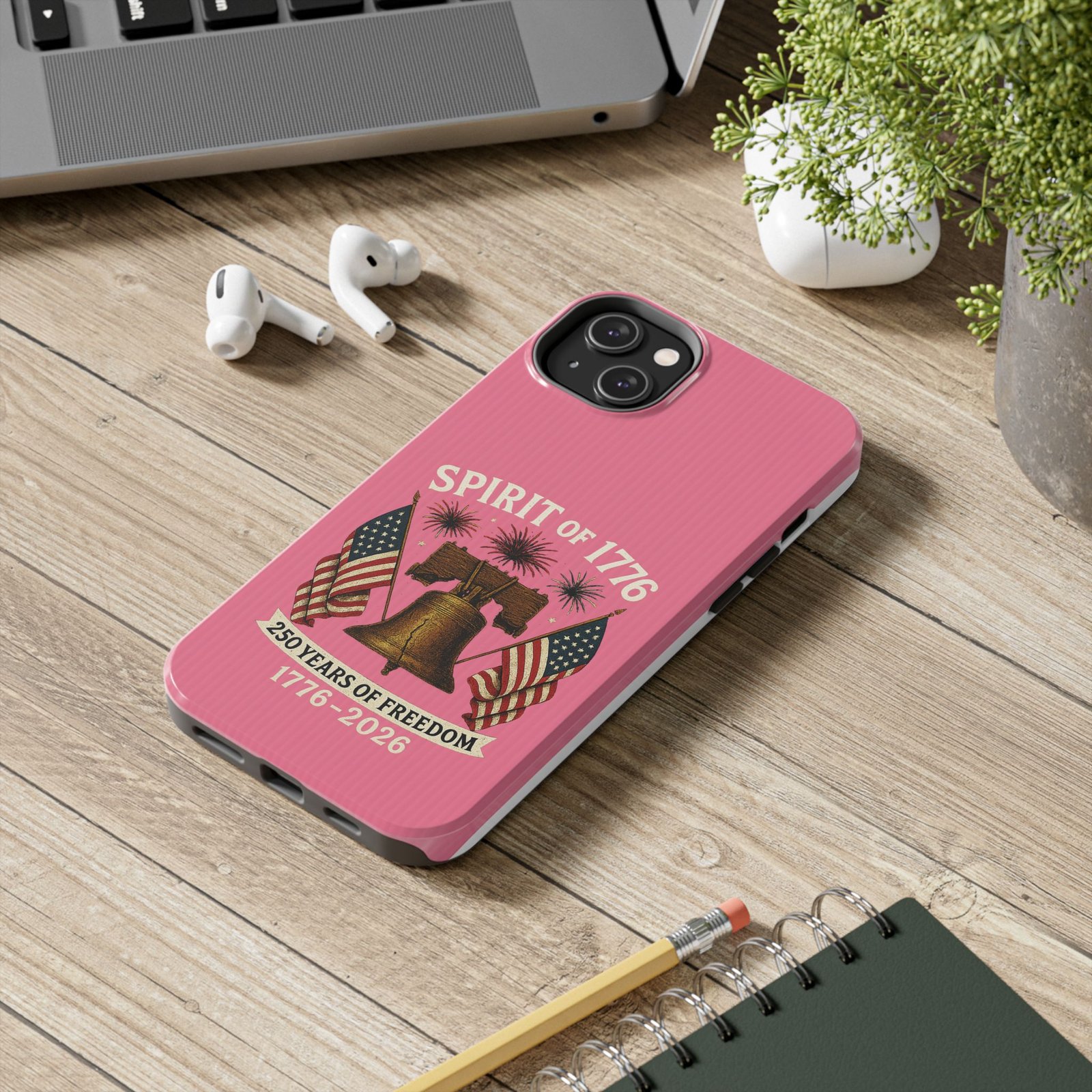 Hot Pink iPhone 14-15-16-17 Spirit of 1776 Phone Case | Liberty Bell, American Flags, 250 Years of Freedom 1776-2026 - Image 8