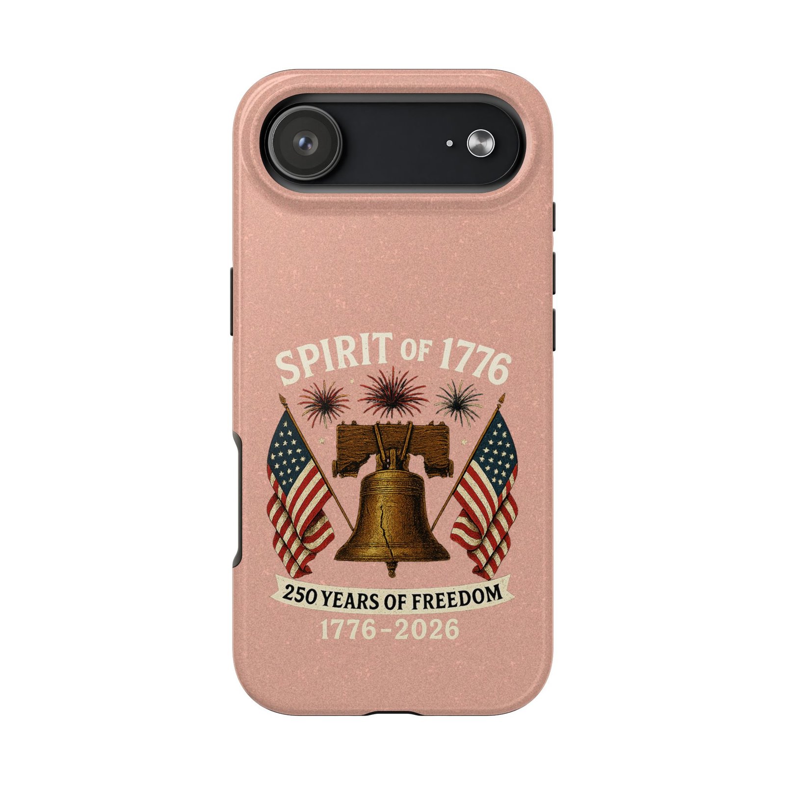 Peach Glitter iPhone 14-15-16-17 Spirit of 1776 Tough Phone Case | Liberty Bell, American Flags, 1776-2026 - Image 40