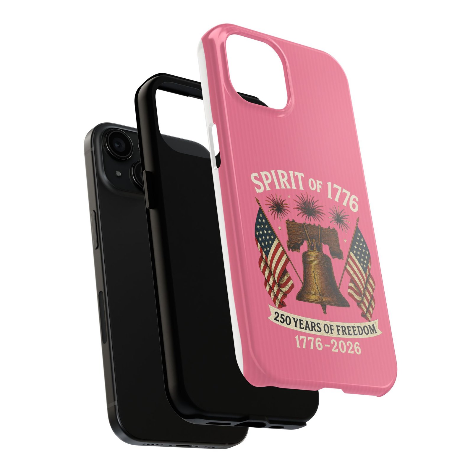 Hot Pink iPhone 14-15-16-17 Spirit of 1776 Phone Case | Liberty Bell, American Flags, 250 Years of Freedom 1776-2026 - Image 12