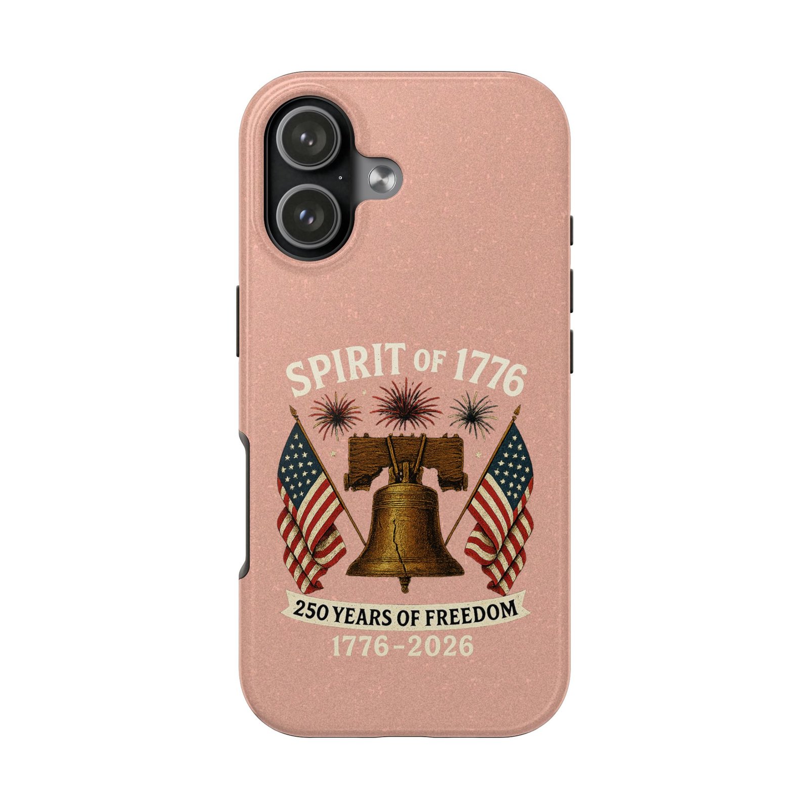 Peach Glitter iPhone 14-15-16-17 Spirit of 1776 Tough Phone Case | Liberty Bell, American Flags, 1776-2026 - Image 37