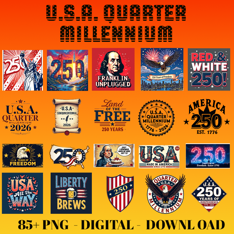 U.S.A. Quarter millennium digital download (85 png digital download)