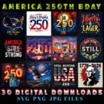 America 250th Birthday SVG Bundle | Patriotic Digital Art (30 Files)