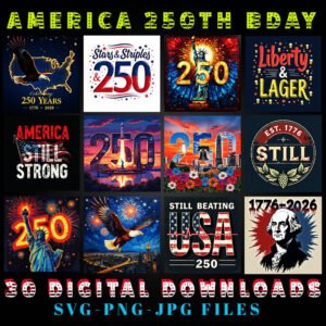 America 250th Birthday SVG Bundle | Patriotic Digital Art (30 Files)