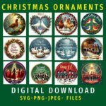 12 Days of Christmas Ornaments | SVG PNG JPG Designs (Digital Download)