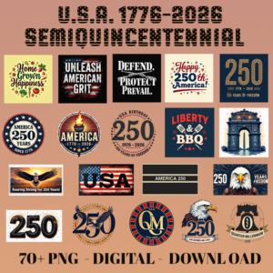 U.S.A. 1776-2026 Semiquincetennial digital download (70+ png digital download)