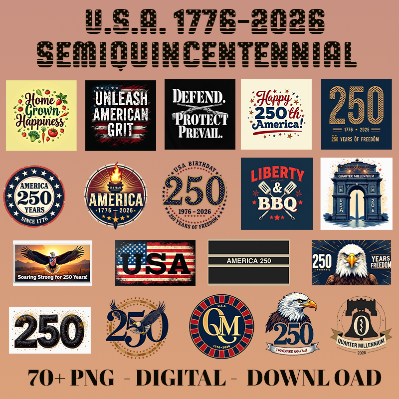 U.S.A. 1776-2026 Semiquincetennial digital download (70+ png digital download)