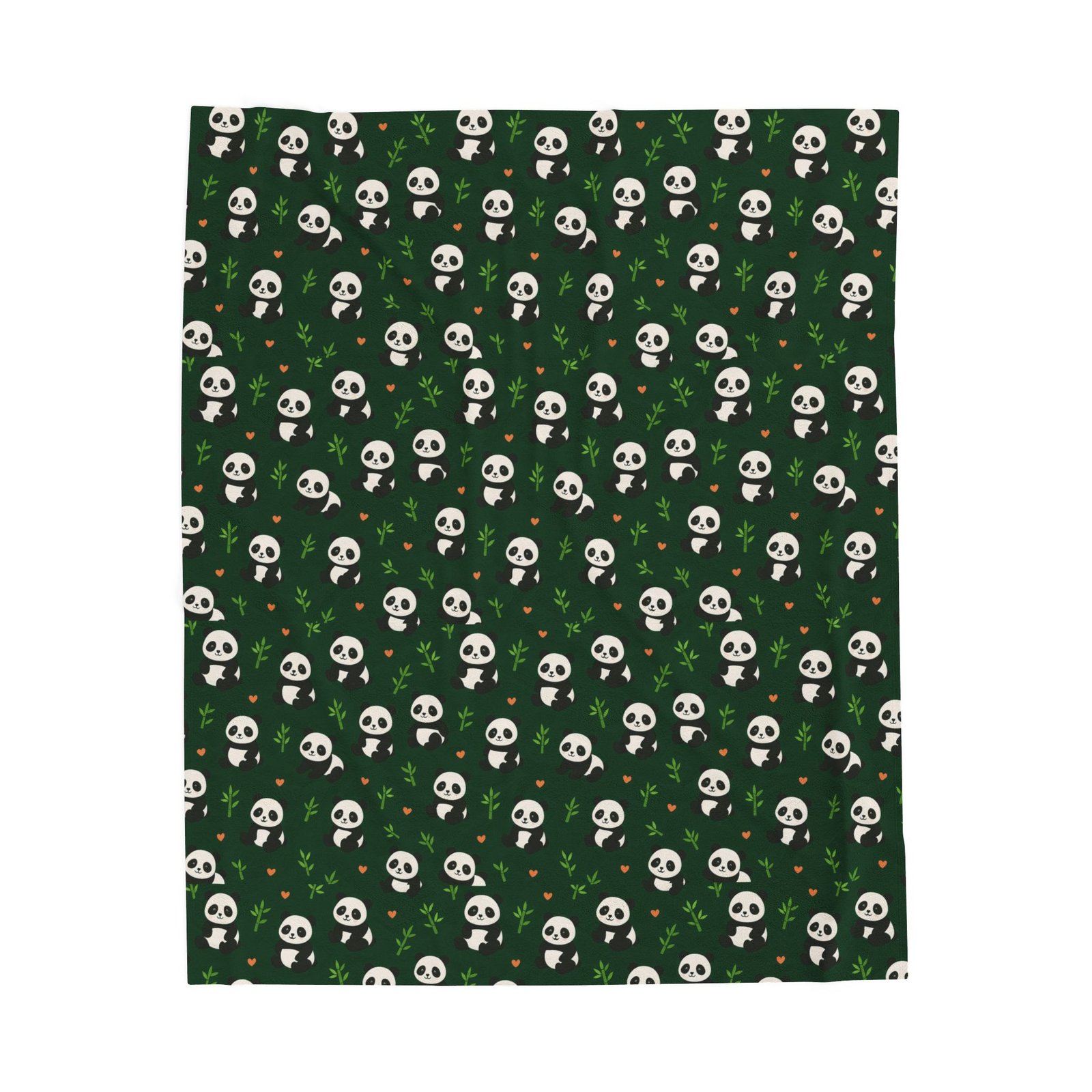 Panda Pattern Velveteen Plush Blanket | Green Skull Floral Repeat