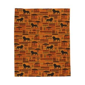 African Safari Lion Pattern Blanket | Velveteen Plush Throw