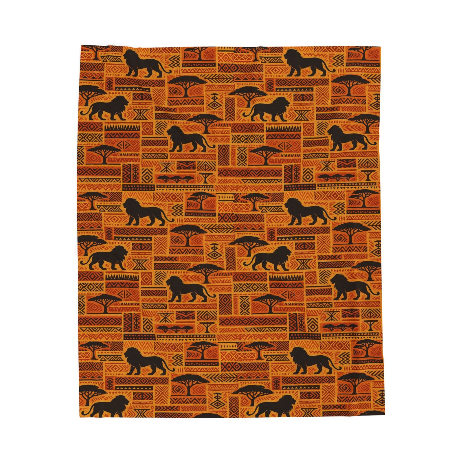 African Safari Lion Pattern Blanket | Velveteen Plush Throw