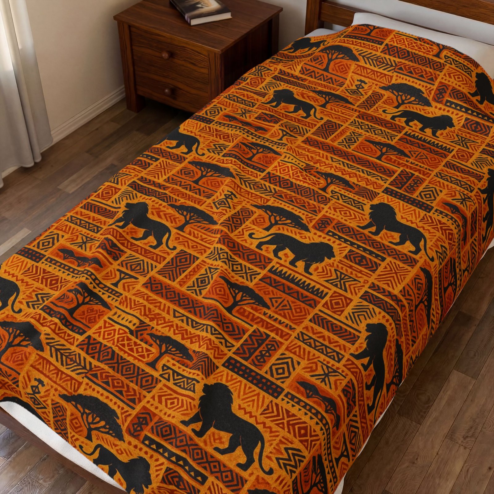 African Safari Lion Pattern Blanket | Velveteen Plush Throw - Image 7
