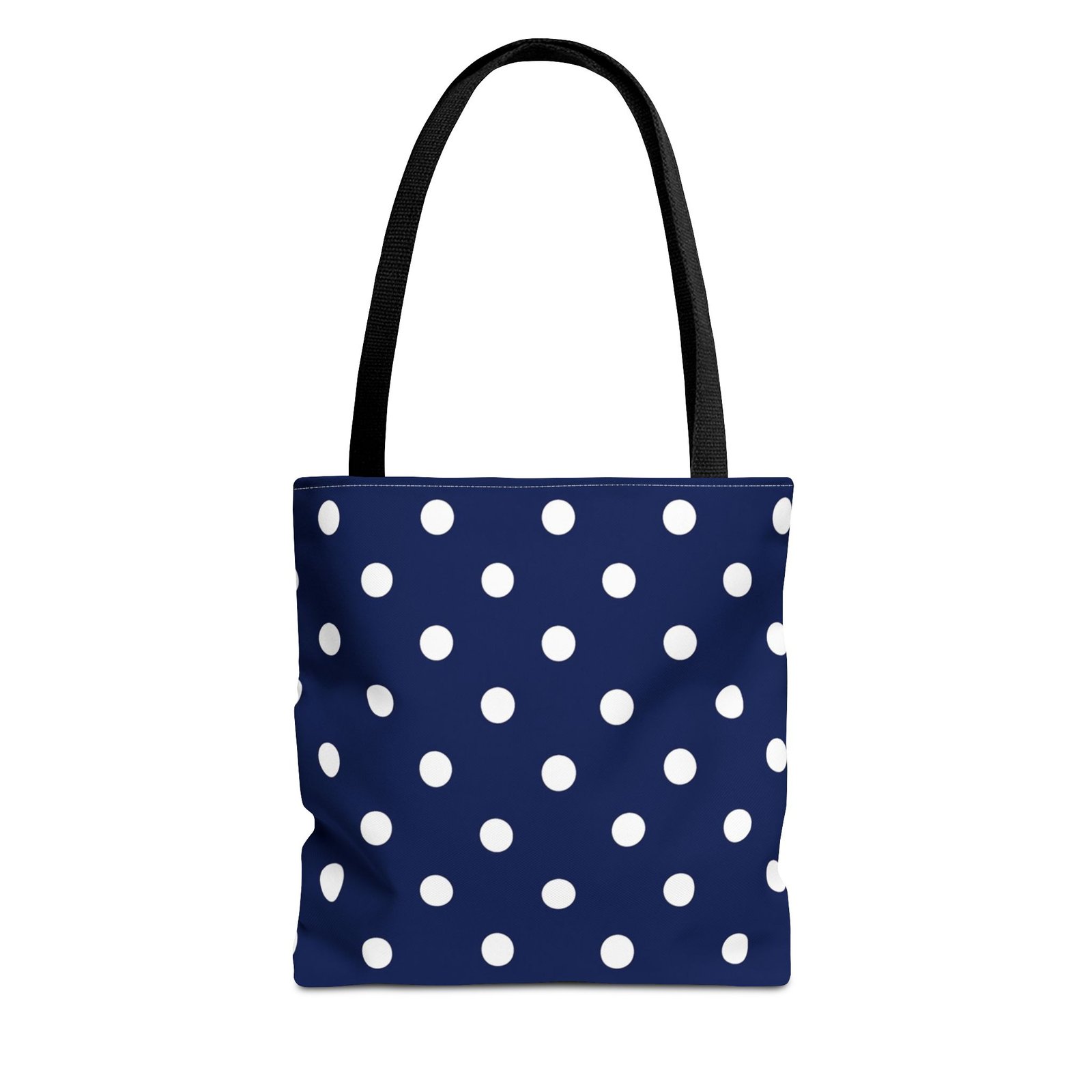 Navy Polka Dot Tote Bag | White Dots All Over Pattern - Image 7