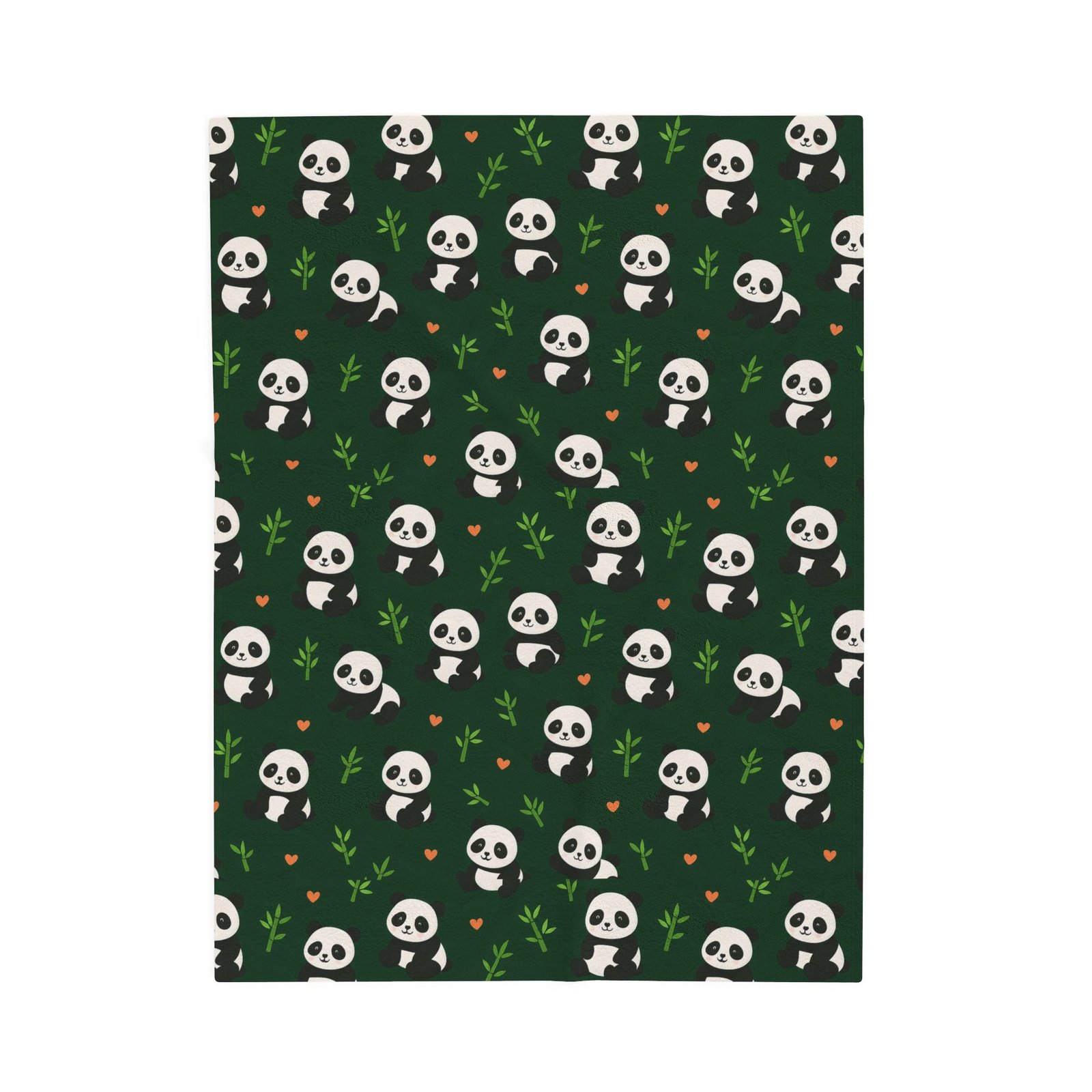 Panda Pattern Velveteen Plush Blanket | Green Skull Floral Repeat - Image 9