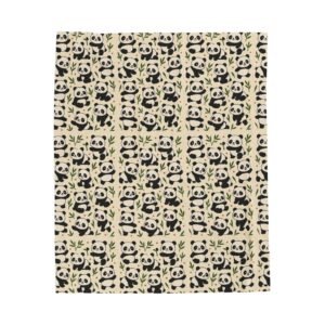 Panda Pattern Velveteen Plush Blanket | Cute Bamboo Bears, Repeating Design