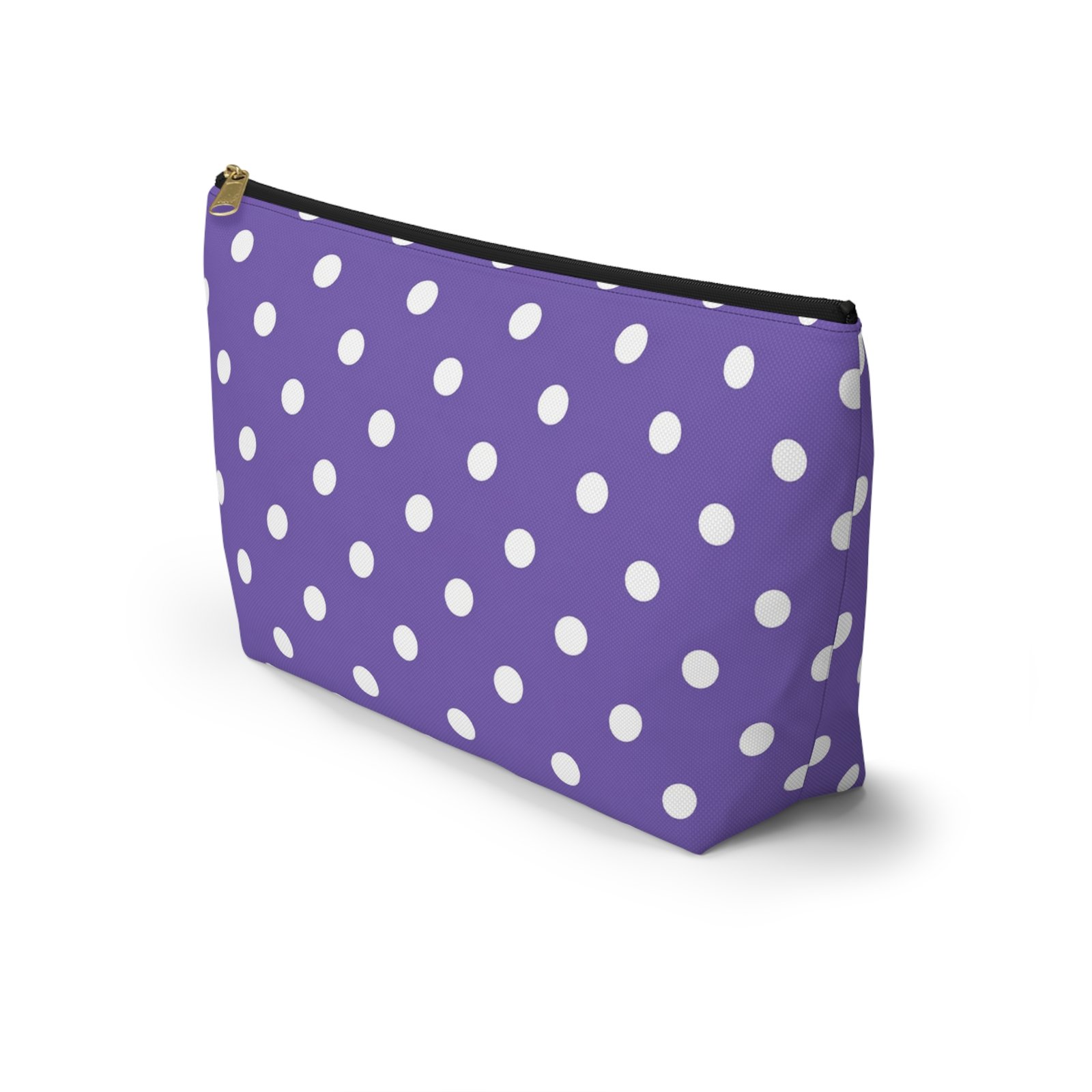 Purple with White Polka Dot Pattern Accessory Pouch - Image 3