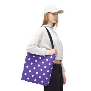 Purple With White Polka Dot Pattern Tote Bag | Purple Background All Over Print