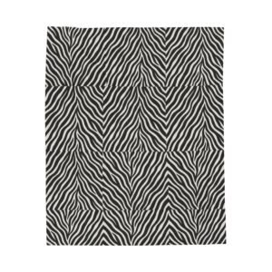 Zebra Stripe Pattern Velveteen Plush Blanket | Black White Animal Print