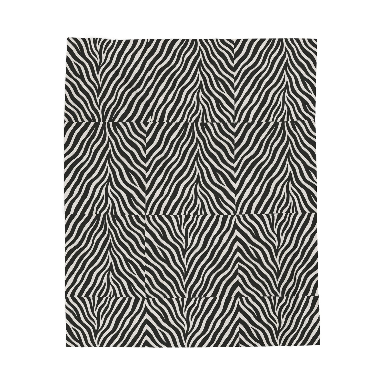 Zebra Stripe Pattern Velveteen Plush Blanket | Black White Animal Print