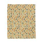 Autumn Woodland Animals Velveteen Plush Blanket | Fox & Mushroom Pattern