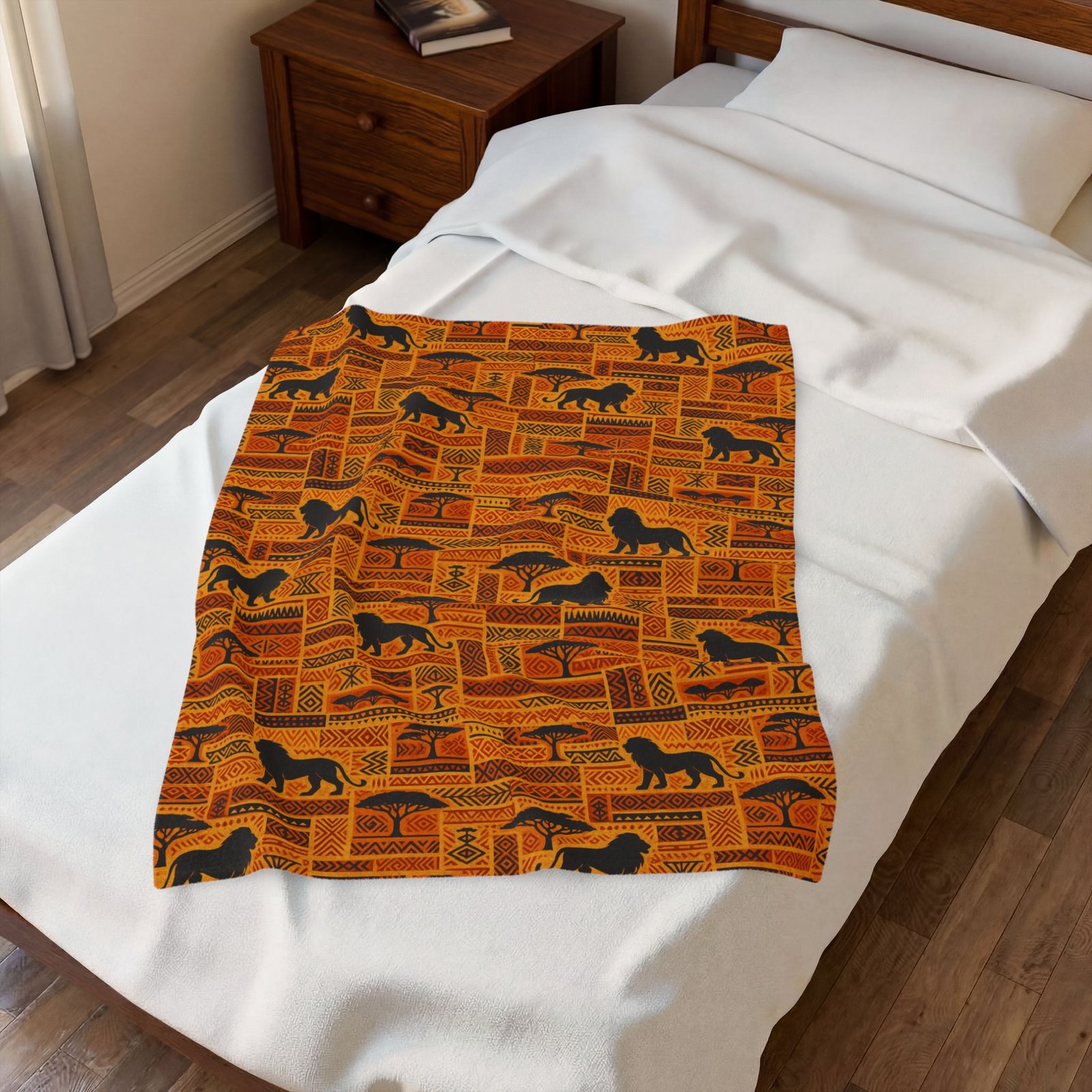 African Safari Lion Pattern Blanket | Velveteen Plush Throw - Image 11