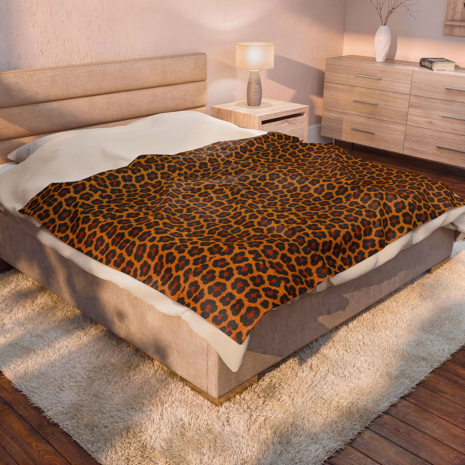 Leopard Print Velveteen Plush Blanket | Animal Print Cozy Throw - Image 8