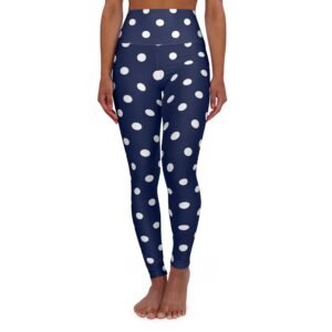 Navy White Polka Dot  Leggings High Waisted Yoga Leggings | Dot Print Activewear