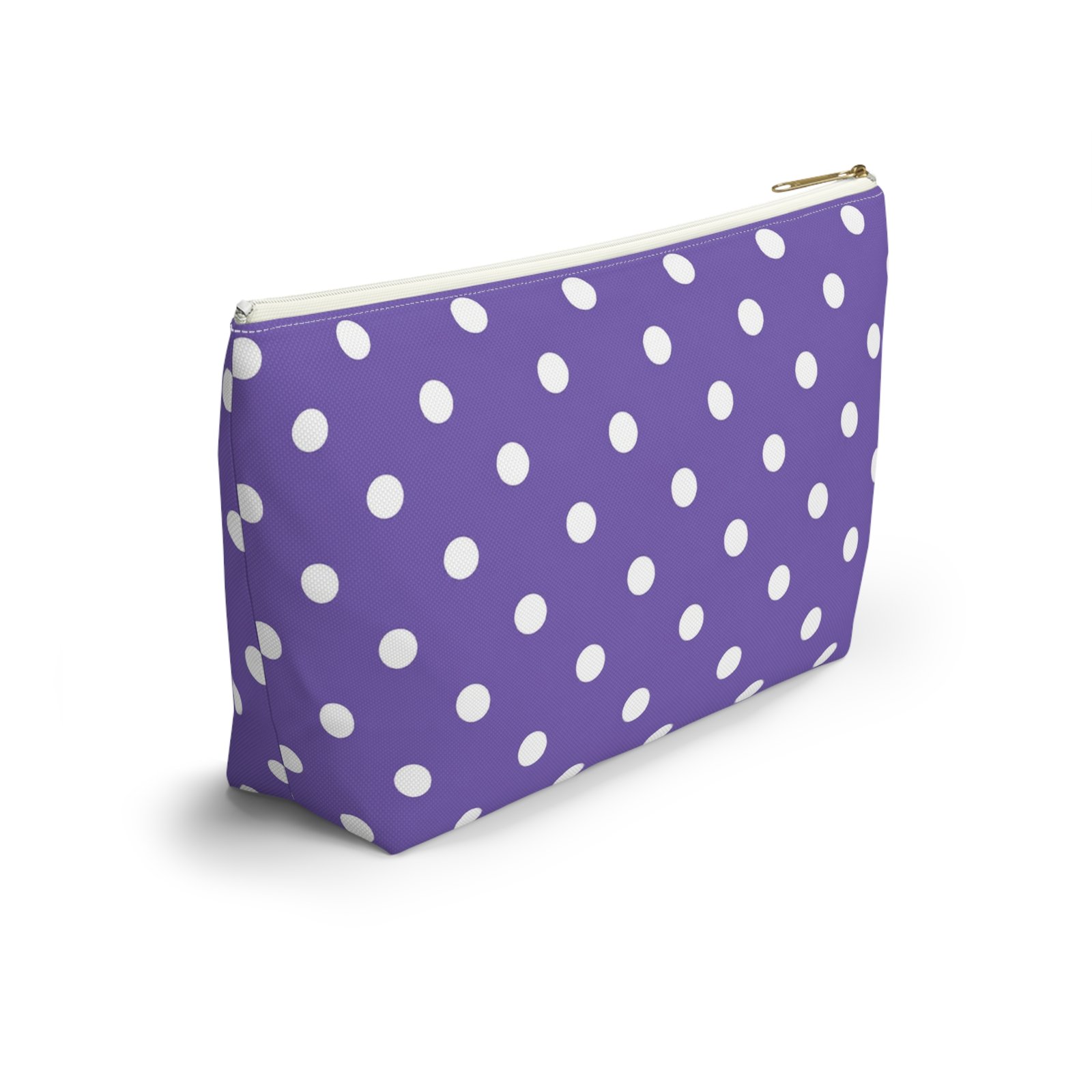 Purple with White Polka Dot Pattern Accessory Pouch - Image 10
