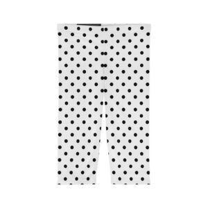 Black Polka Dot Capri Leggings | Women's Capri Leggings AOP