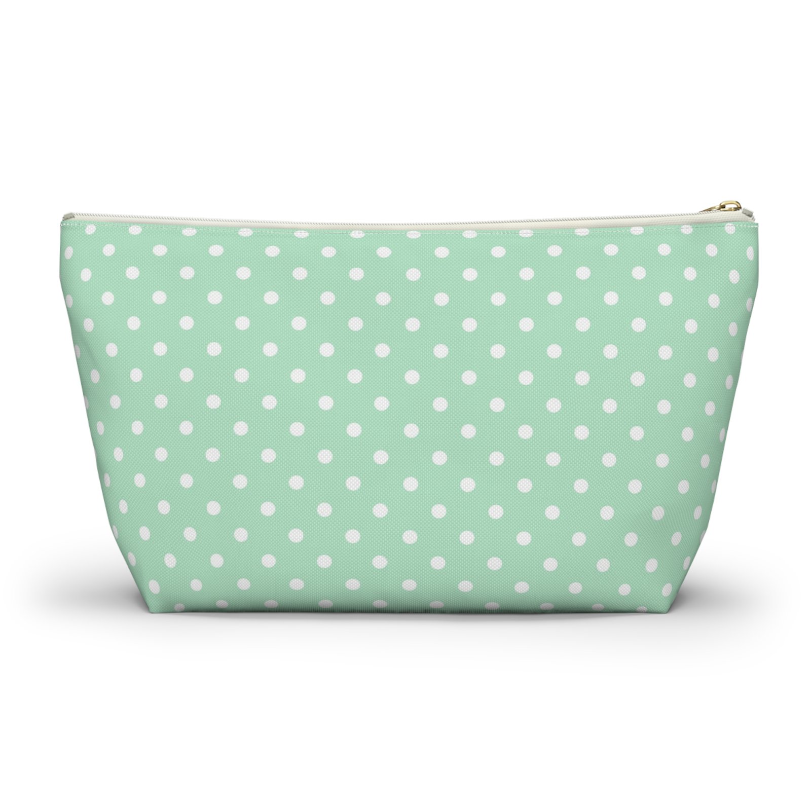 Mint Polka Dot Accessory Pouch | T-Bottom Makeup Bag - Image 8