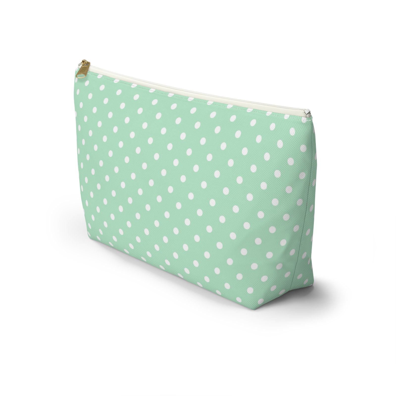 Mint Polka Dot Accessory Pouch | T-Bottom Makeup Bag - Image 9