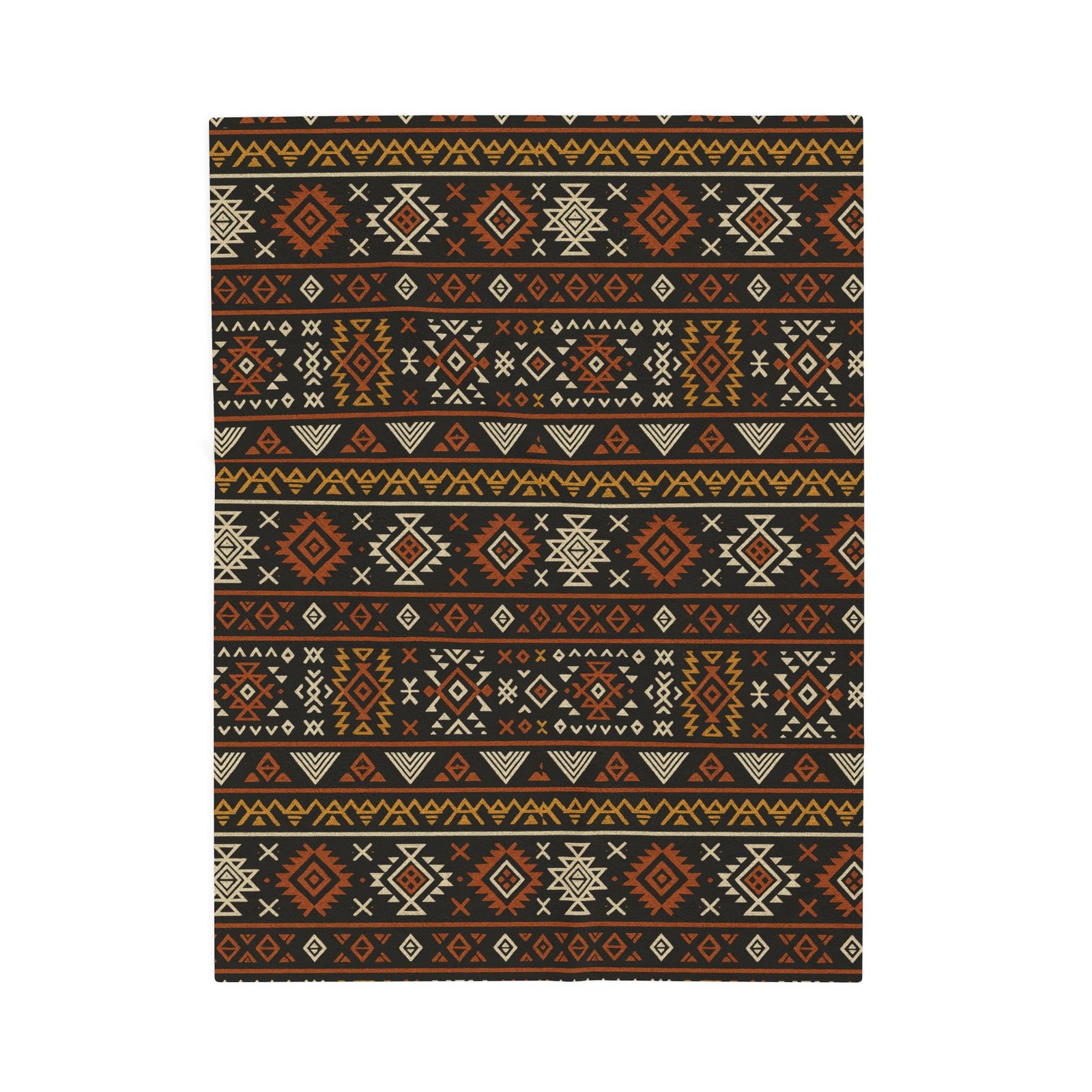 Southwestern Aztec Pattern Velveteen Plush Blanket | Rustic Tribal Stripes - Image 9